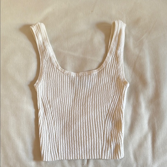 White Ribbed Tank Top - Picture 1 of 6
